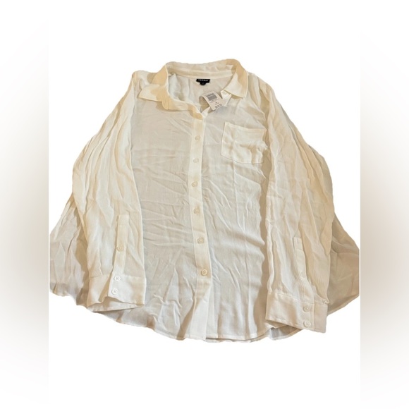 Torrid White Button-Down Long Sleeve Blouse Collared Shirt Size 1X NWT - Picture 1 of 4